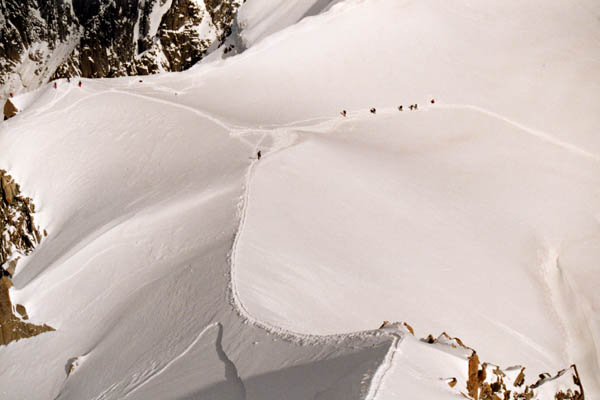 D�part pour la Vall�e Blanche � partir de l'aiguille du midi.